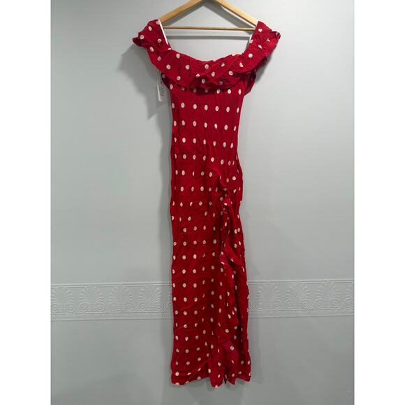 Majorelle Deanna Cherry Red Polka Dot Ruffle Girly Resort Party Gown NWT S - Picture 2 of 8